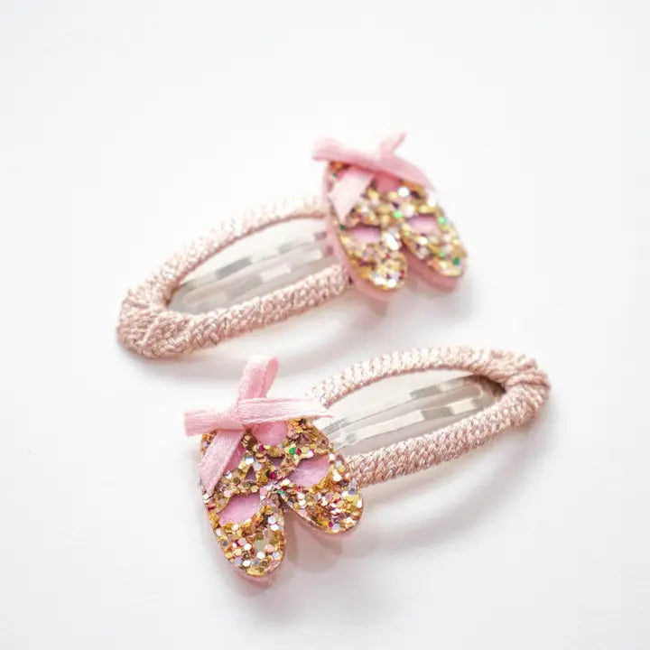 Glitter Ballet Shoes Hair Clips