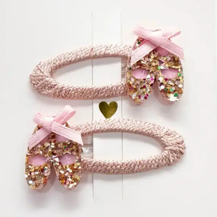 Glitter Ballet Shoes Hair Clips