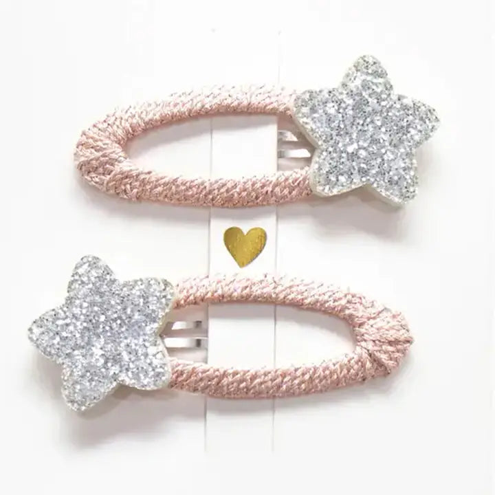 Glitter Star Hair Clip Set for Kids