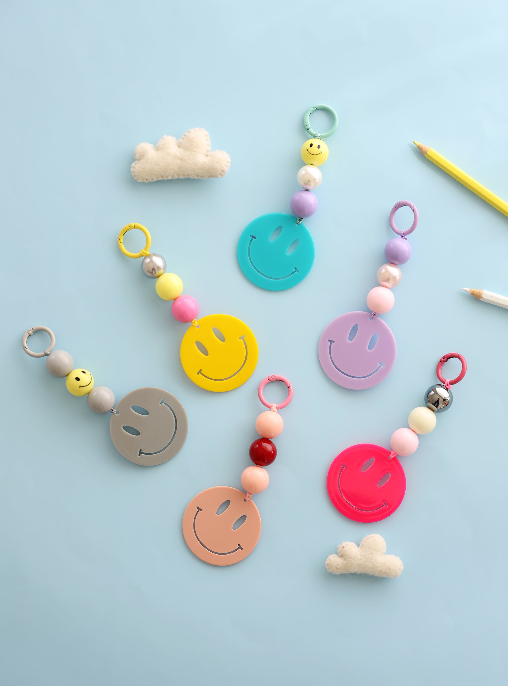 Smiley Face Beaded Keychain