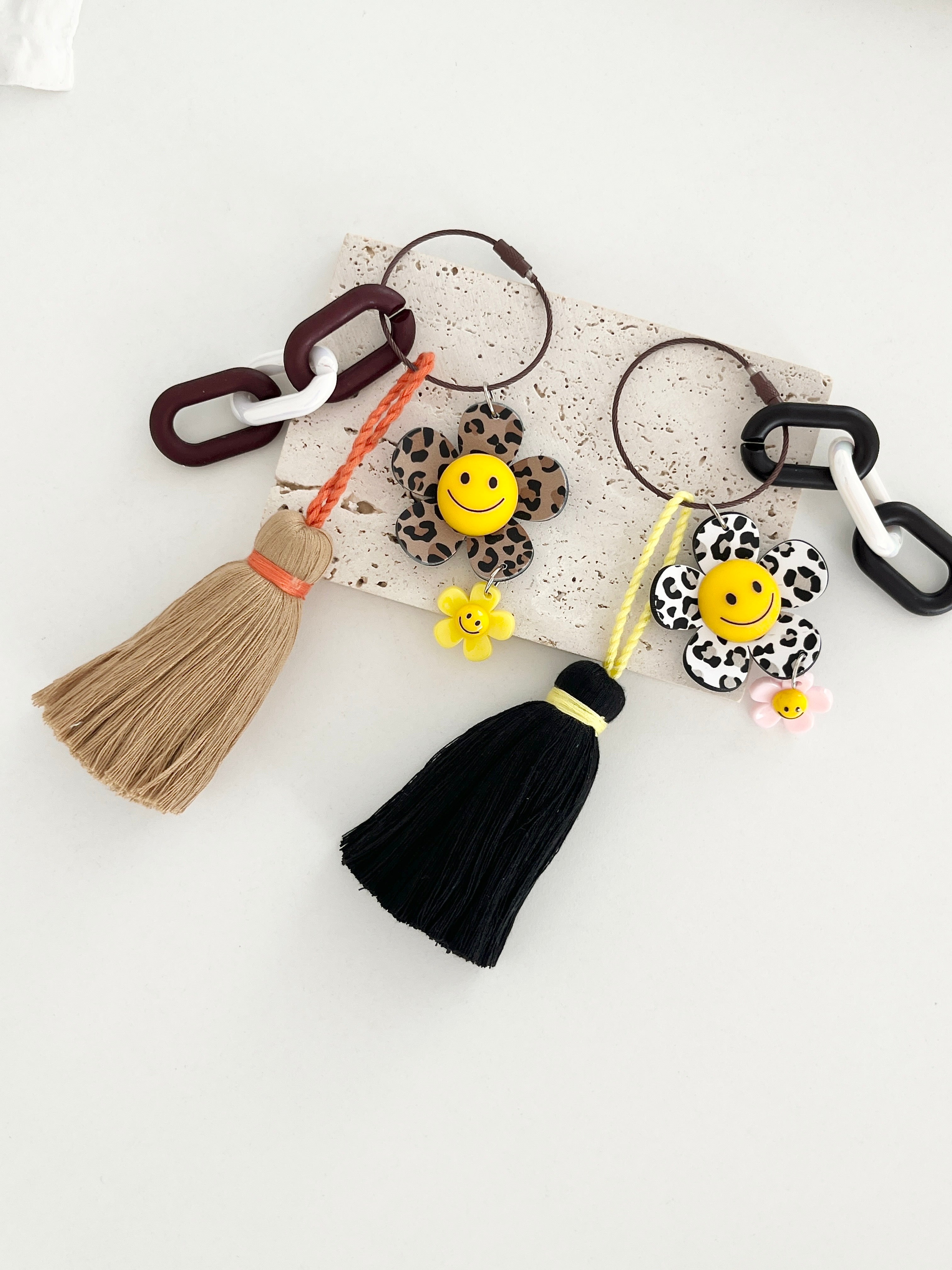 Wild Charm Smiley Tassel Keychain