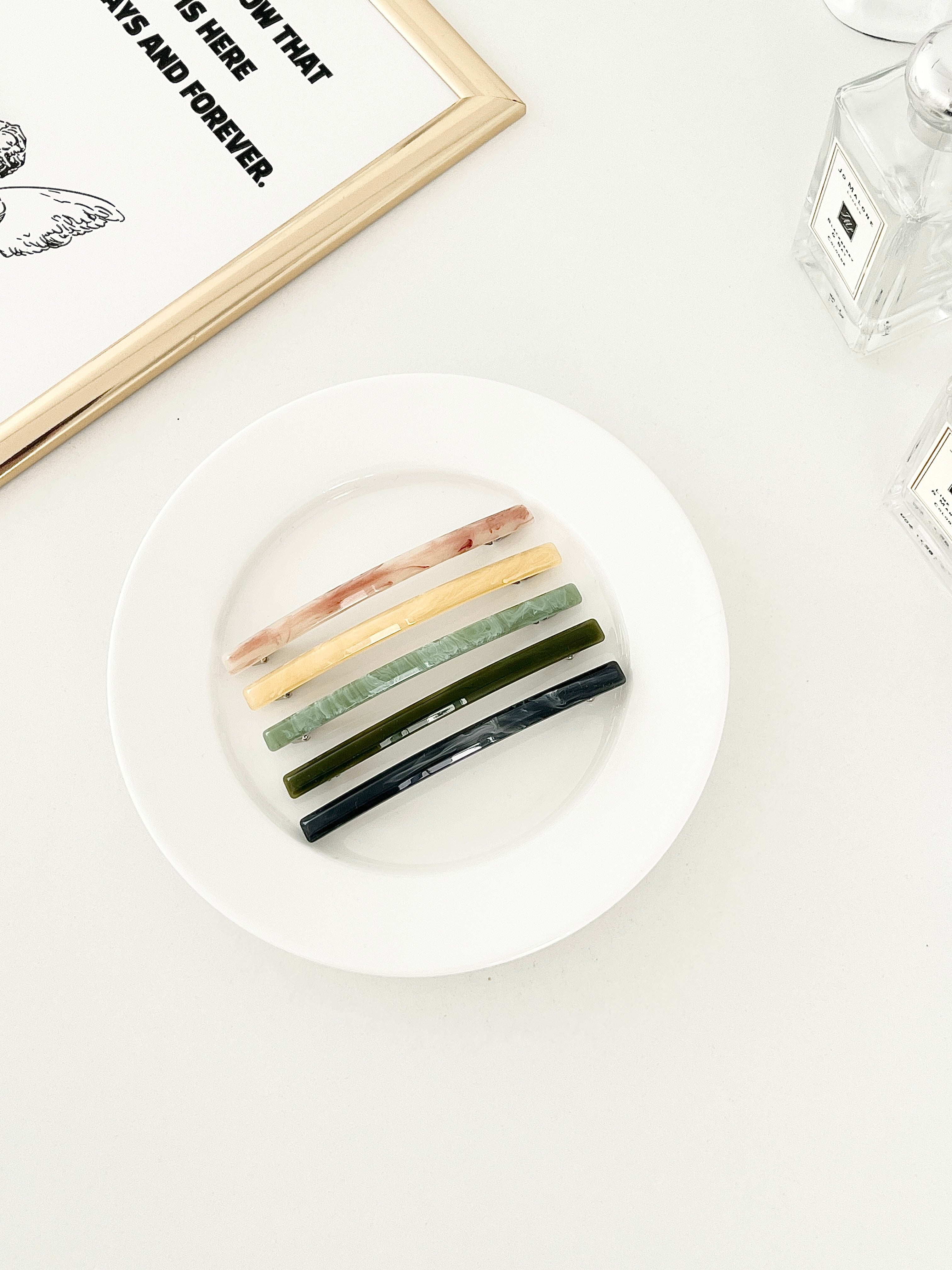Long & Thin Marble French Automatic Hair Clip