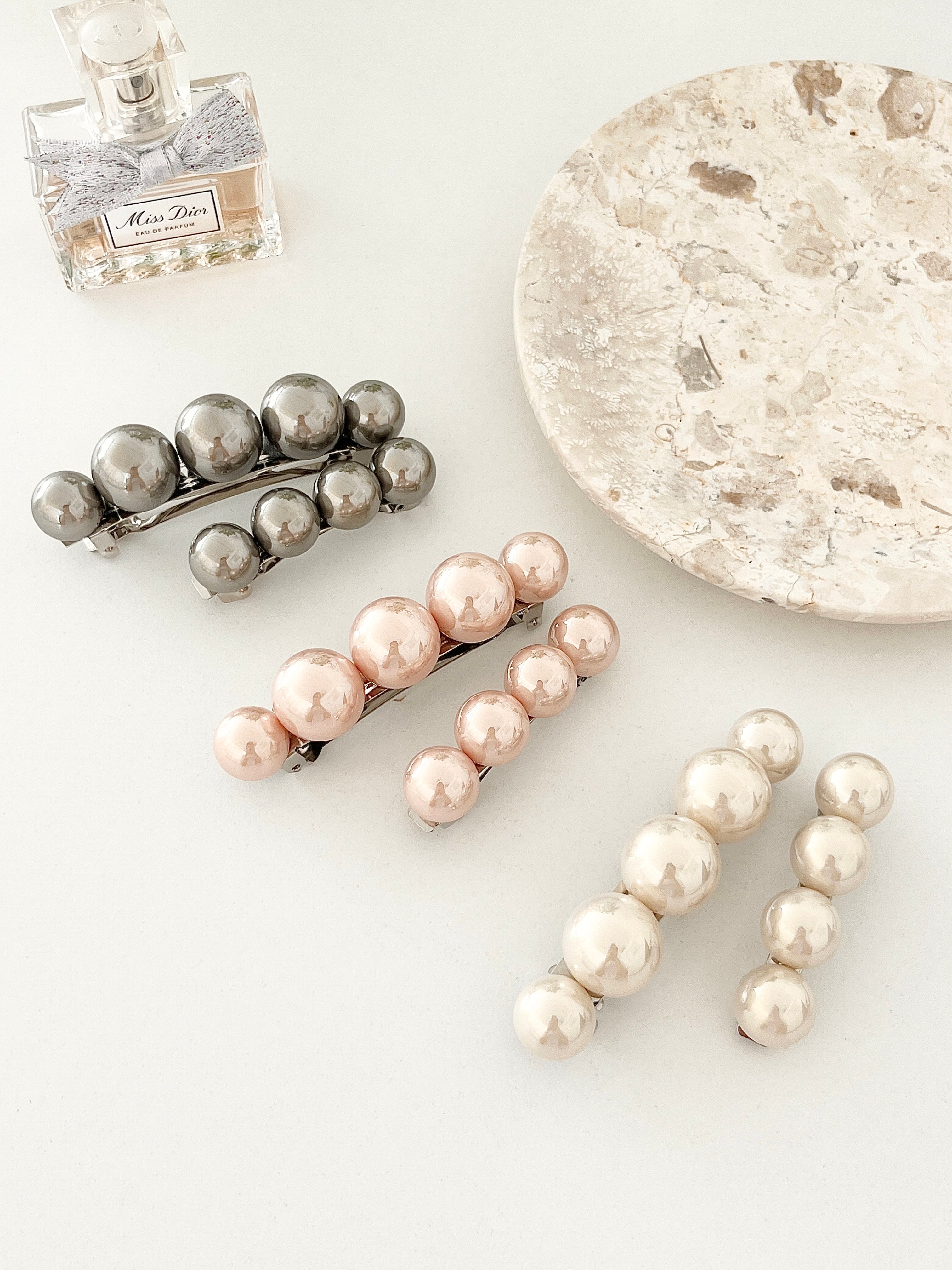 Faux Pearl Hair Clip Set - 2pcs Set (Large and Small)