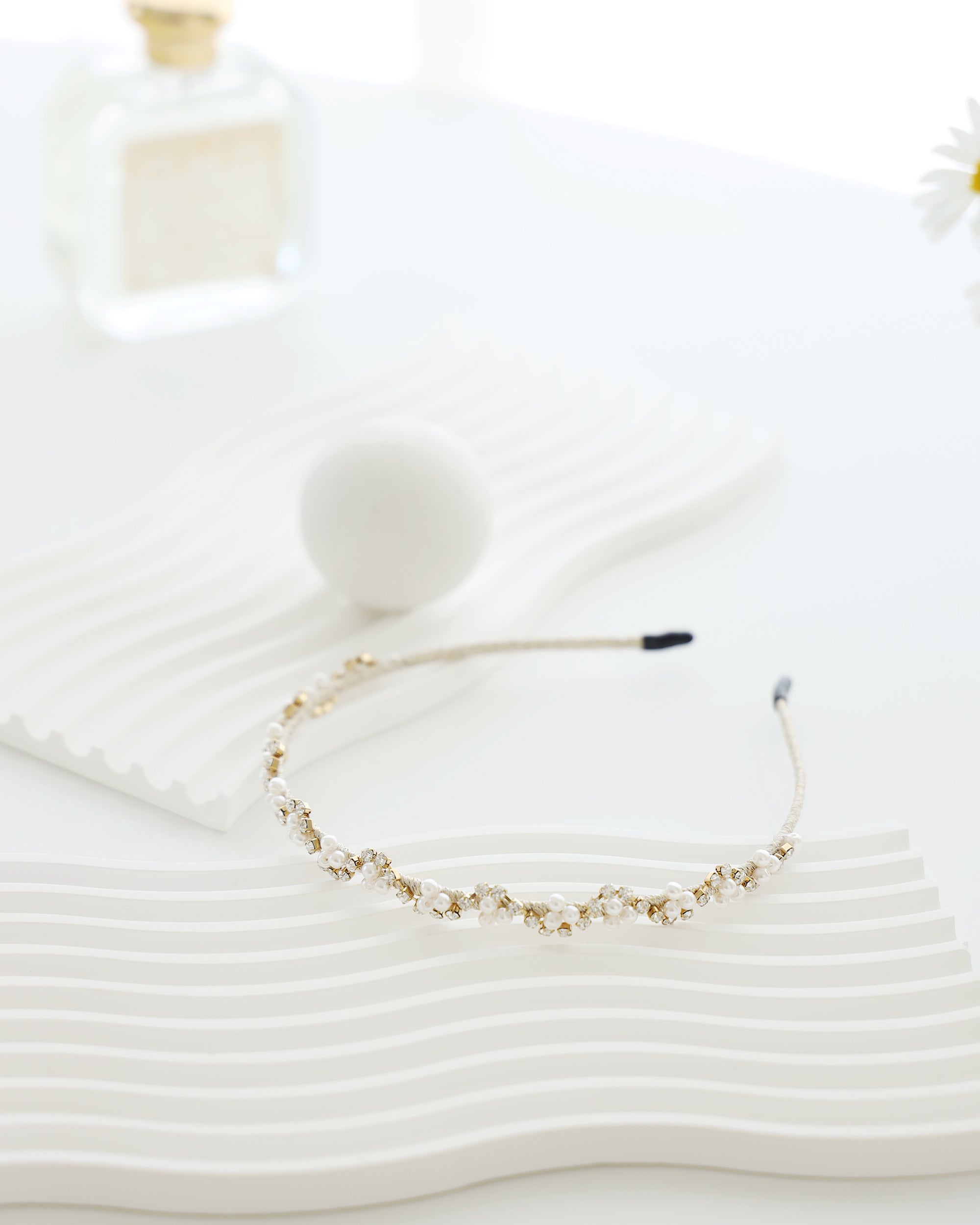 Crystal and pearl floral headband
