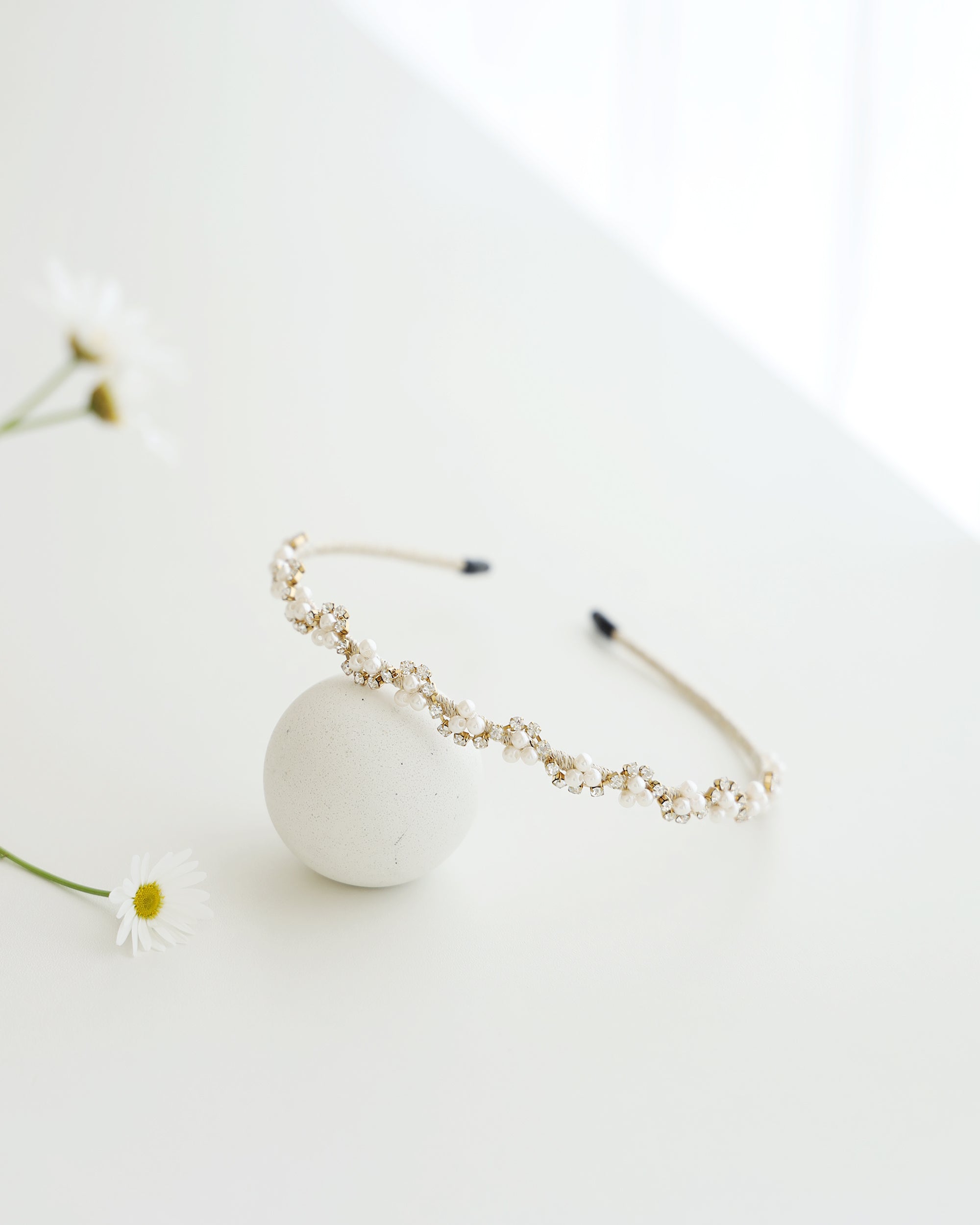 Crystal and pearl floral headband